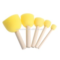 4Pcs/set Sponge Paint Brush Toys Wooden Handle Seal Sponge Brushes Kids Children Drawing Painting Graffiti Tools School Supply